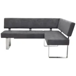 Eckbank 182/137 cm in Anthrazit, Silberfarben