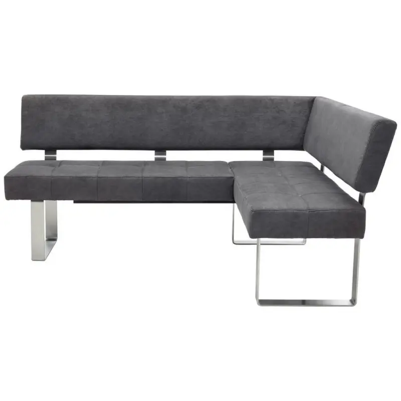 Eckbank 182/137 cm in Anthrazit, Silberfarben