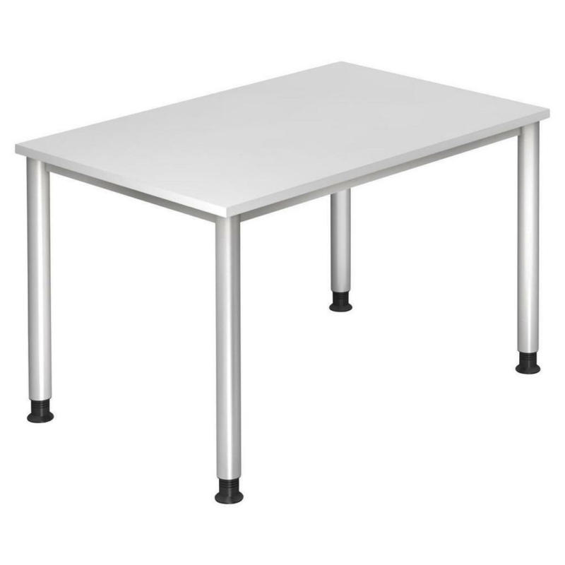 Schreibtisch 120/80/68-76 cm in Grau, Silberfarben
