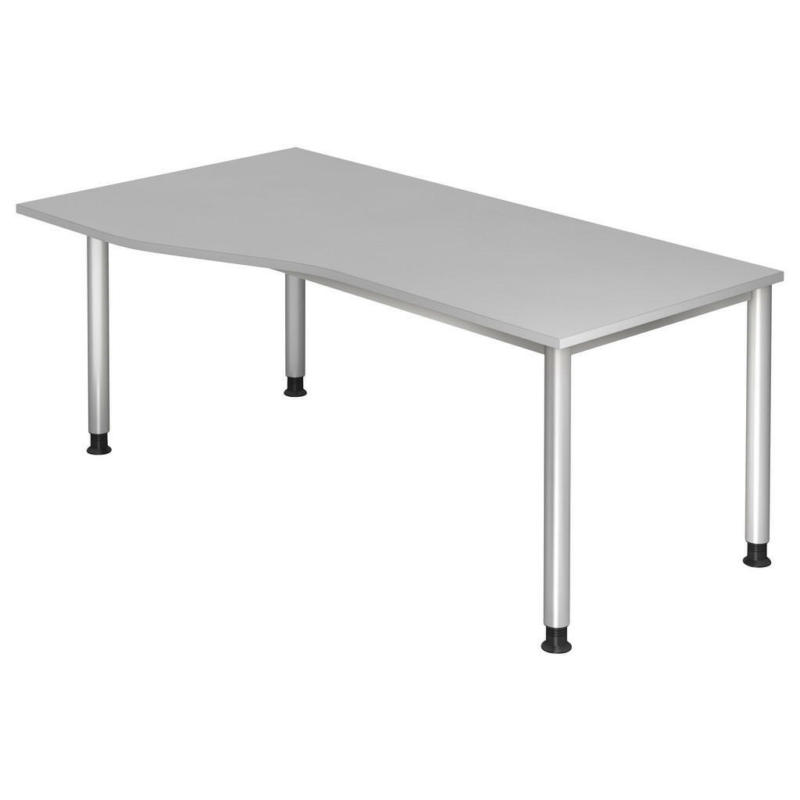 Schreibtisch 180/80-100/68-76 cm in Grau, Silberfarben