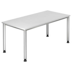 Schreibtisch 160/80/68-76 cm in Silberfarben, Weiß