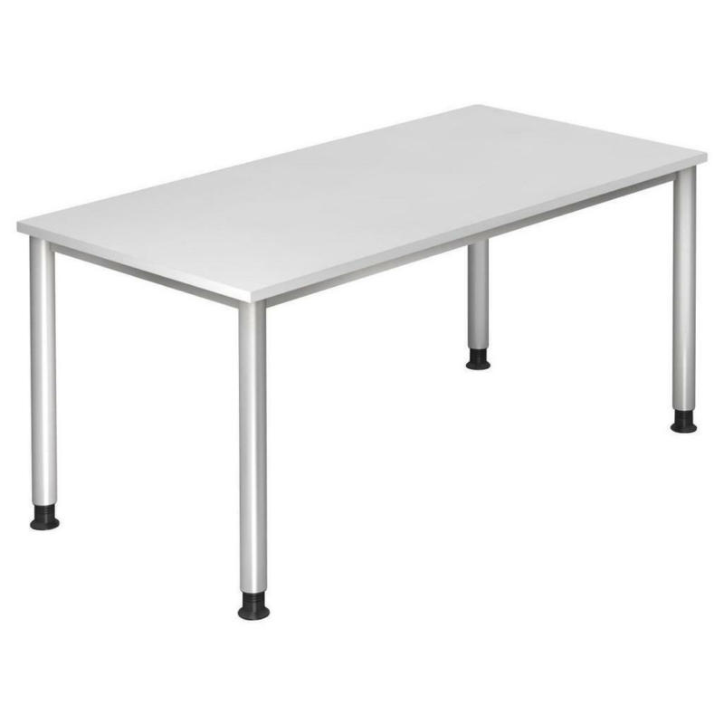 Schreibtisch 160/80/68-76 cm in Silberfarben, Weiß