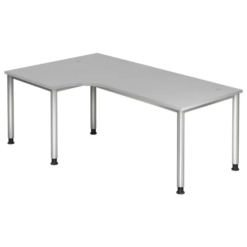 Eckschreibtisch 200/120/68-76 cm in Grau, Silberfarben