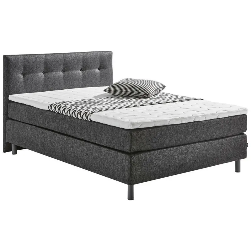 Boxspringbett 140/200 cm in Grau, Schwarz
