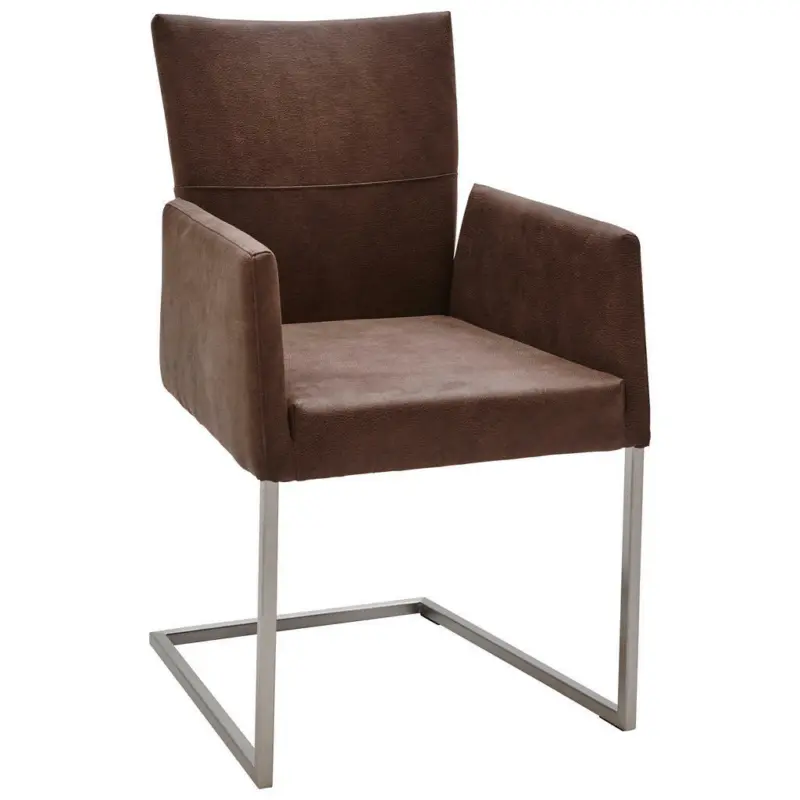 Armlehnstuhl in Edelstahl Mikrofaser