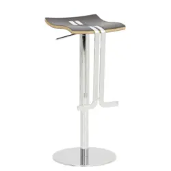 Barhocker in Metall, Leder Chromfarben, Mokka