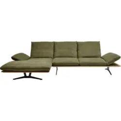 Ecksofa in Flachgewebe Grün, Schwarz