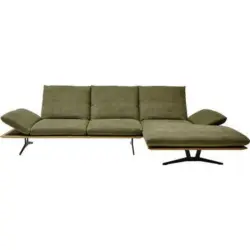 Ecksofa in Flachgewebe Grün, Schwarz