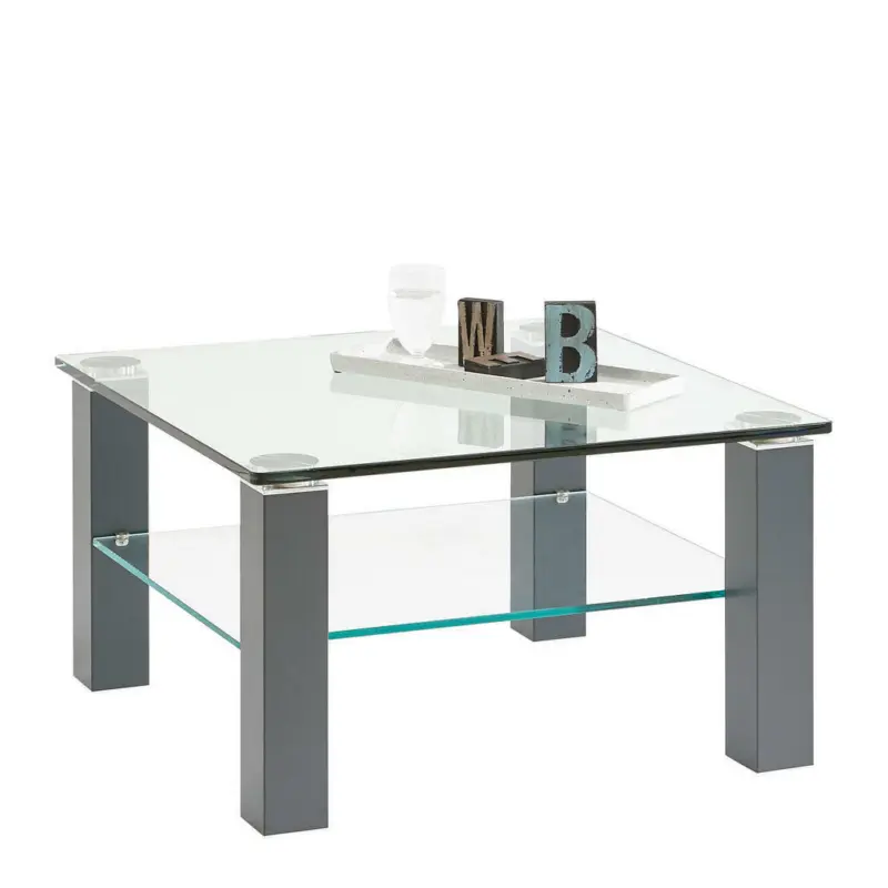Couchtisch in Metall, Glas 75/75/43 cm