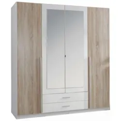 Drehtürenschrank in Weiß, Eichefarben