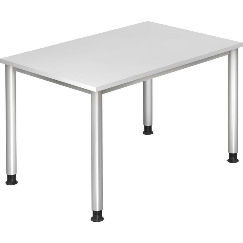 Schreibtisch 120/80/68-76 cm in Silberfarben, Weiß