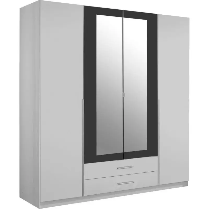 Drehtürenschrank in Graphitfarben, Weiß