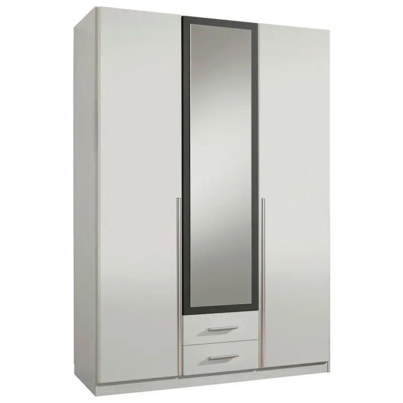 Drehtürenschrank in Graphitfarben, Weiß