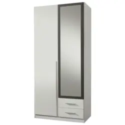 Drehtürenschrank in Graphitfarben, Weiß