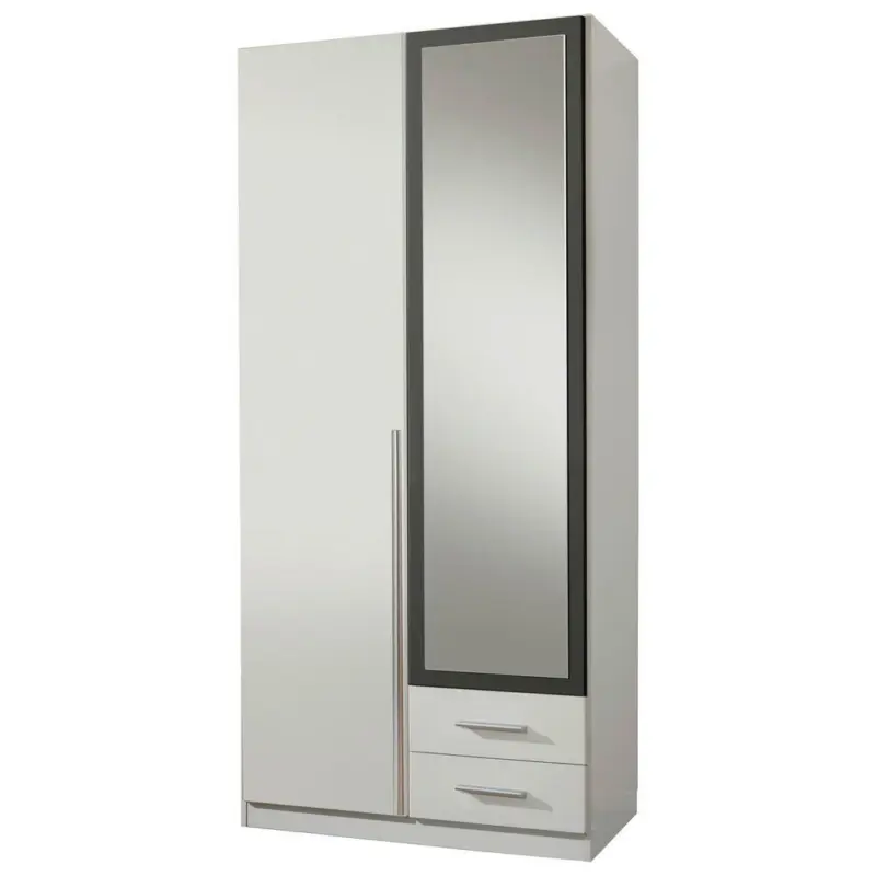 Drehtürenschrank in Graphitfarben, Weiß