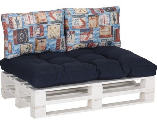 Loungekissen-Set für Palettenmöbel beo® 120 x 80 cm 1x Sitzkissen 2x Rückenkissen blau/rot