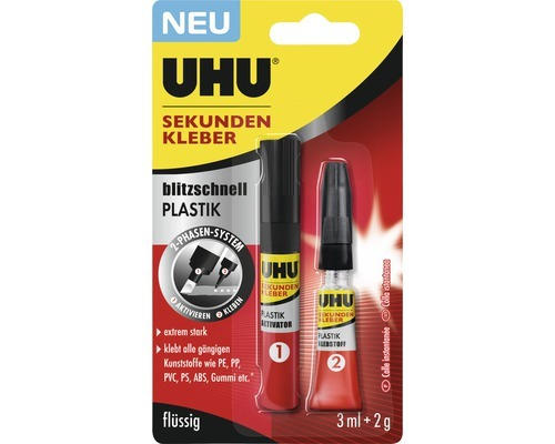 UHU Sekundenkleber Plastik 2 g + 3 ml