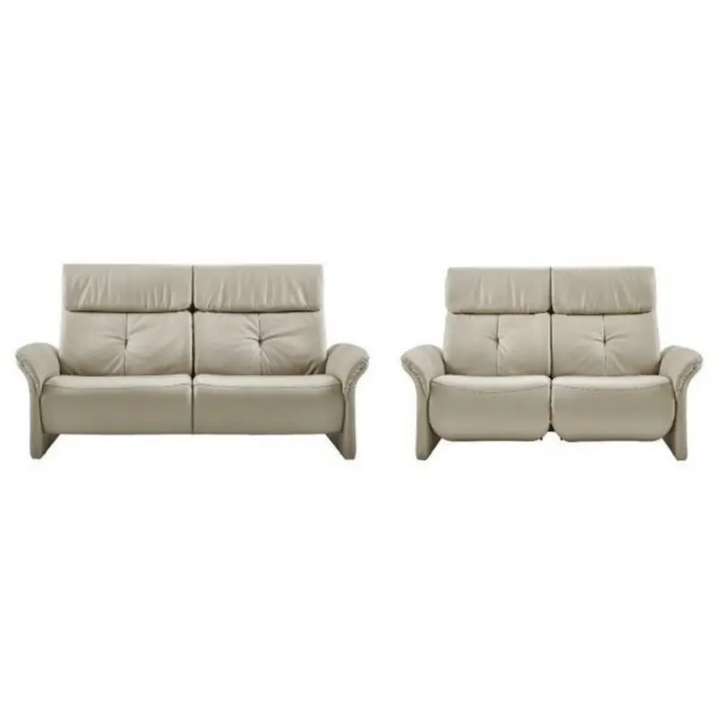 Sitzgarnitur in Echtleder Hellgrau