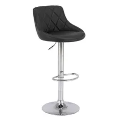 Barhocker in Metall, Textil Schwarz, Chromfarben