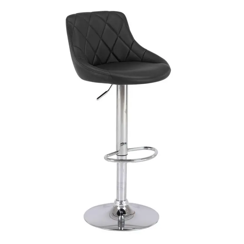 Barhocker in Metall, Textil Schwarz, Chromfarben