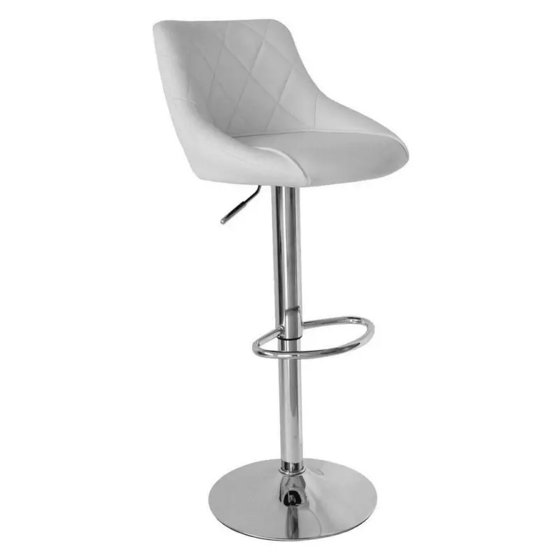 Barhocker in Metall, Textil Wei&szlig;, Chromfarben