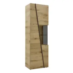 Vitrine in furniert Wildeiche Grau, Eichefarben