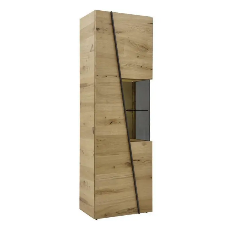Vitrine in furniert Wildeiche Grau, Eichefarben