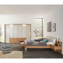 Schlafzimmer 180/200 cm in Eichefarben, Champagner