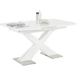 Esstisch in Metall, Glas, Holzwerkstoff 140-175/85/76 cm