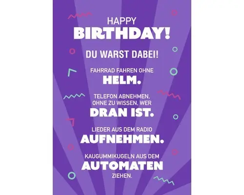 PostkarteHappy Birthday! Du warst dabei! 10,5x14,8 cm