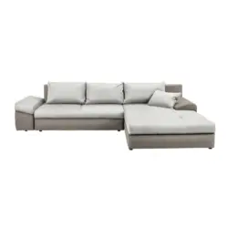 Ecksofa in Webstoff Creme, Beige