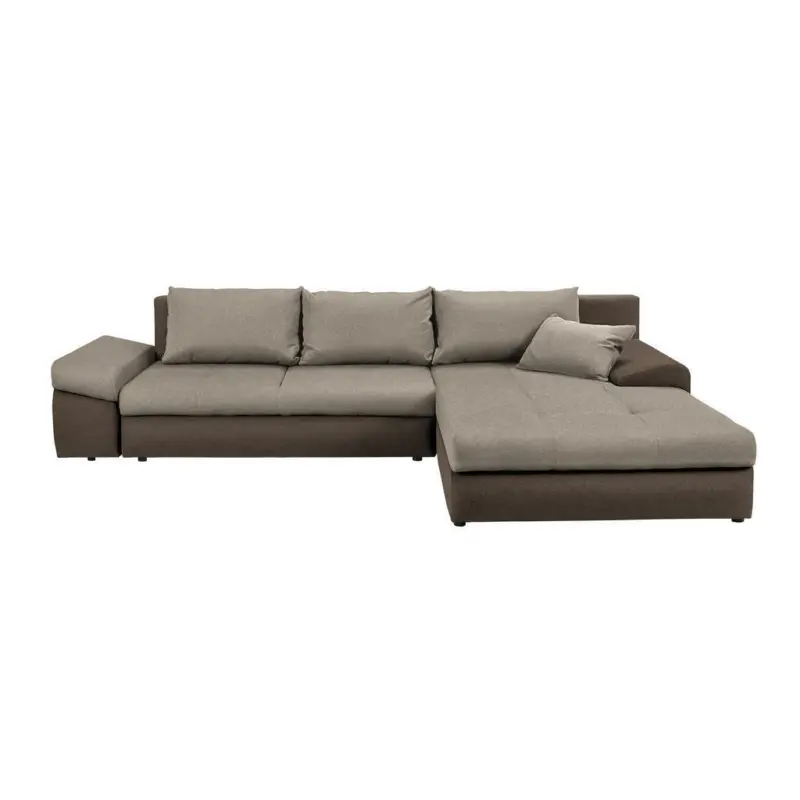 Ecksofa in Webstoff Braun, Hellbraun