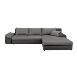 Ecksofa in Webstoff Grau, Dunkelgrau