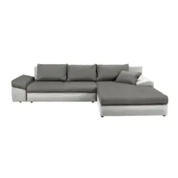 Ecksofa in Webstoff Grau, Beige