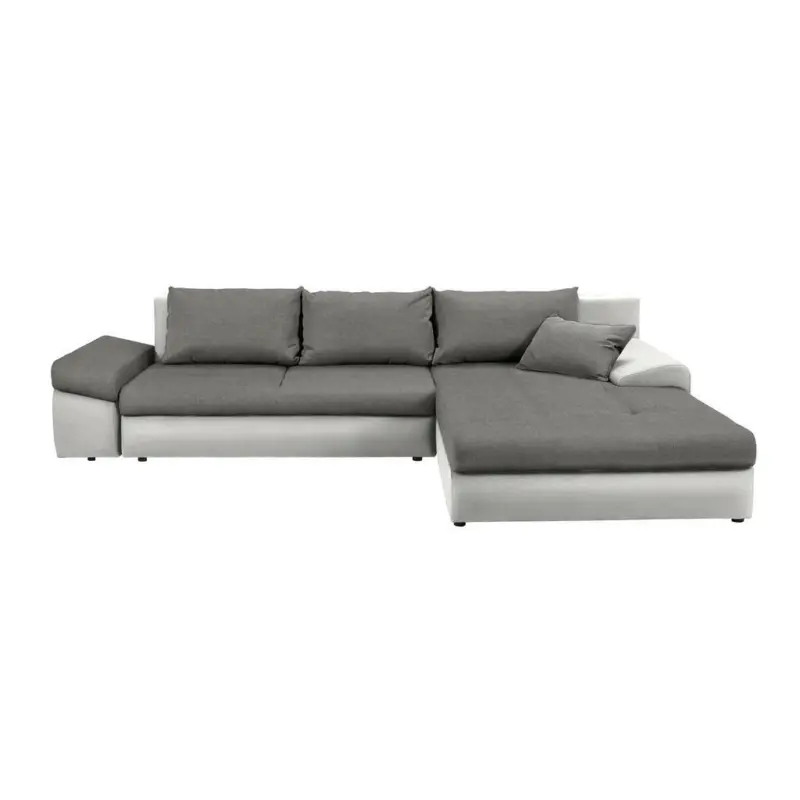Ecksofa in Webstoff Grau, Beige