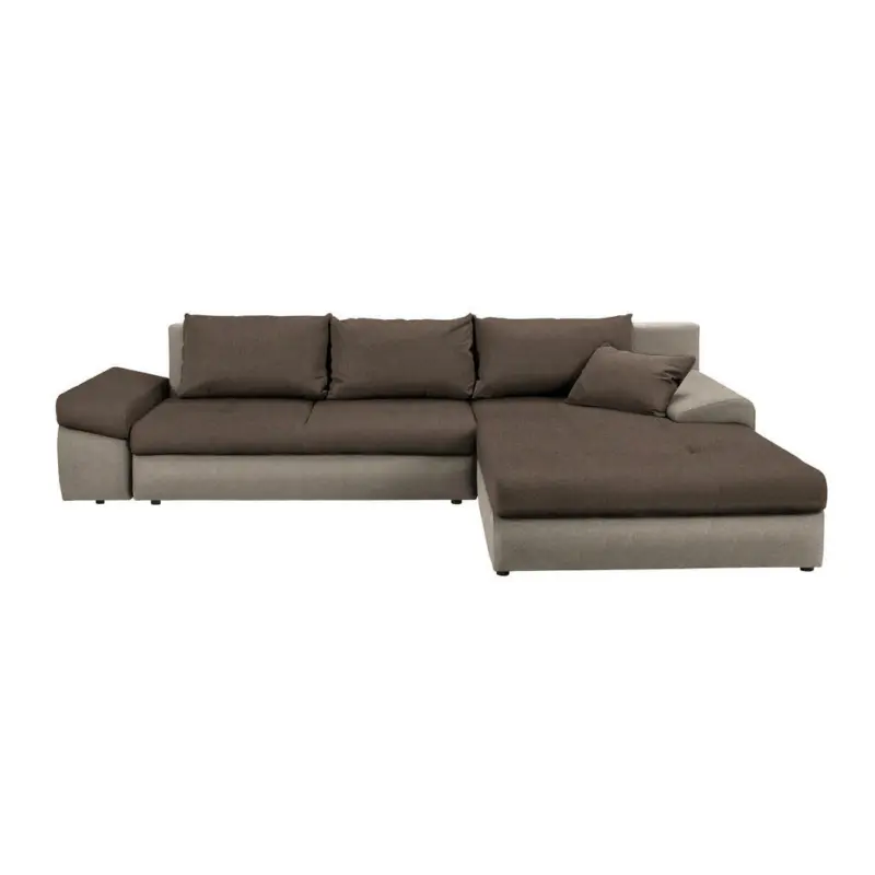 Ecksofa in Webstoff Braun, Hellbraun