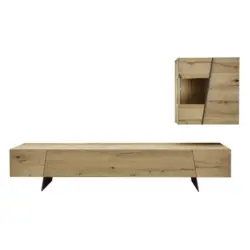 Wohnwand 276/154/55,2 cm in Grau, Naturfarben