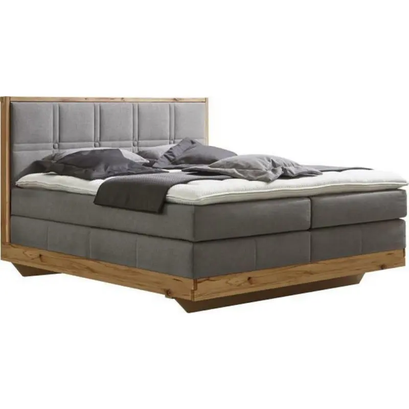 Boxspringbett 180/200 cm in Grau, Buchefarben