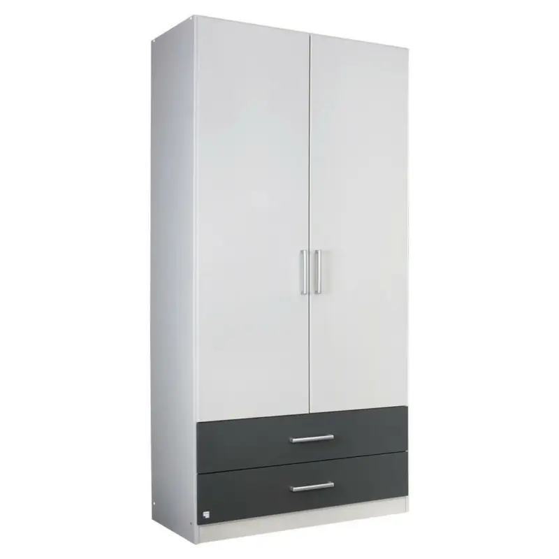 Drehtürenschrank in Grau, Weiß