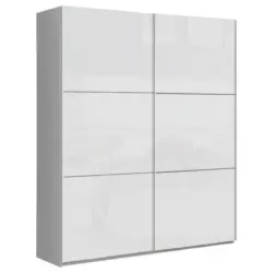 Schwebetürenschrank in Weiß, Weiß Hochglanz