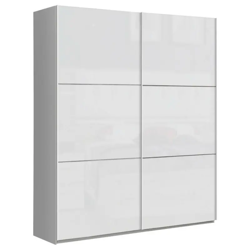 Schwebetürenschrank in Weiß, Weiß Hochglanz