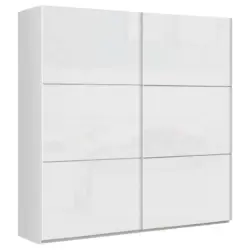 Schwebetürenschrank in Weiß, Weiß Hochglanz