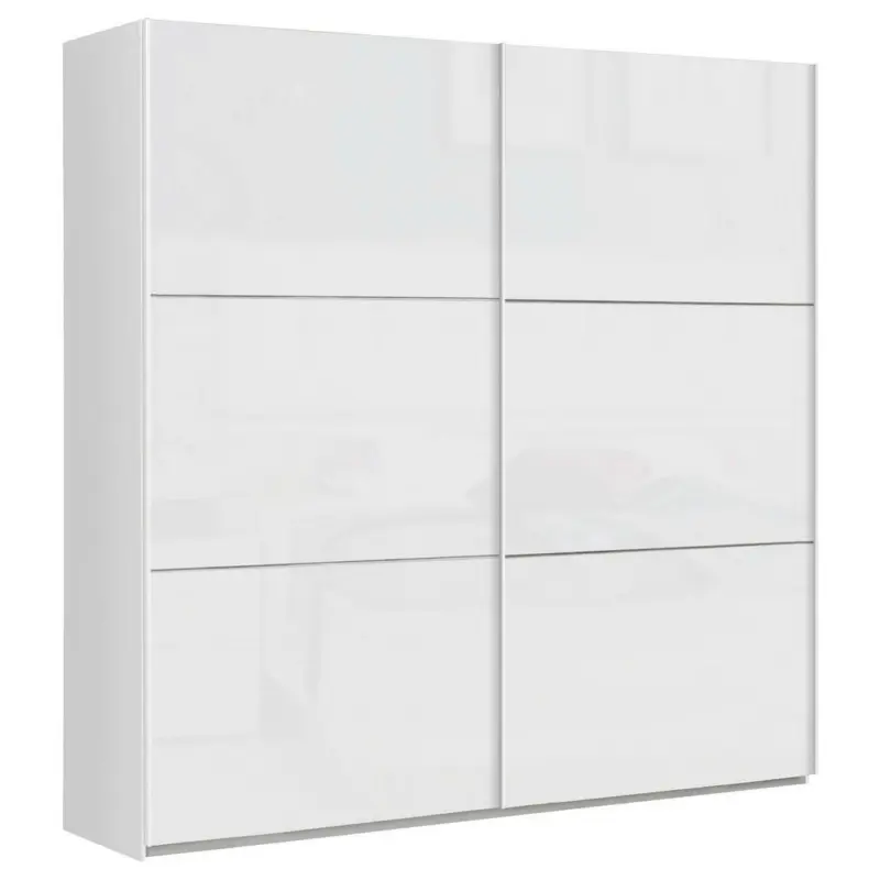 Schwebetürenschrank in Weiß, Weiß Hochglanz