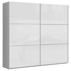 Schwebetürenschrank in Weiß, Weiß Hochglanz