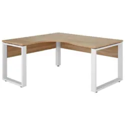 Eckschreibtisch 140/160/75,60 cm in Weiß, Sonoma Eiche