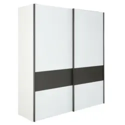 Schiebet&uuml;renschrank in Grau, Wei&szlig;