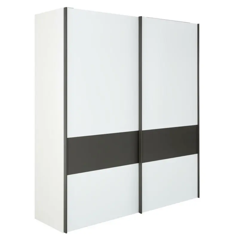 Schiebet&uuml;renschrank in Grau, Wei&szlig;