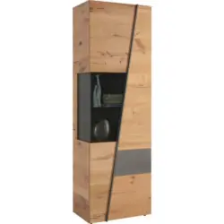 Vitrine in furniert Wildeiche Grau, Eichefarben