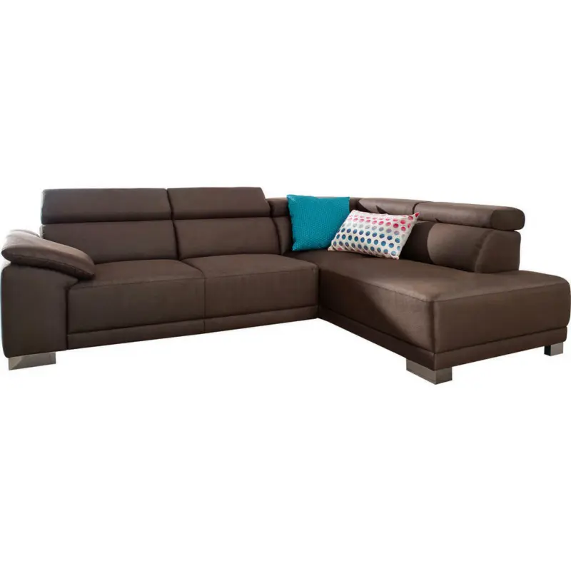 Ecksofa in Mikrofaser Dunkelbraun