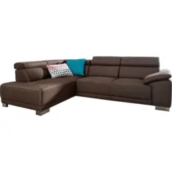 Ecksofa in Mikrofaser Dunkelbraun